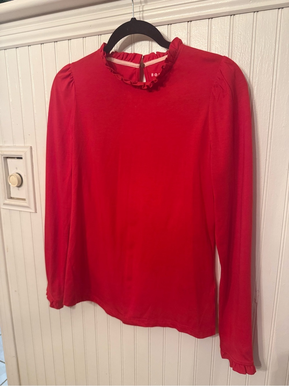 Boden Frill Detail Red Size 6 Long Sleeve Blouse